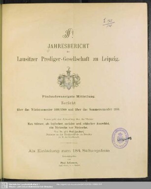 25.1899/1900: Jahresbericht über die Lausitzer Prediger-Gesellschaft zu Leipzig