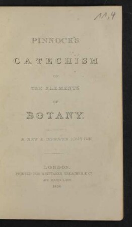 Vol. 11,4: Pinnock's catechism of the elements of botany