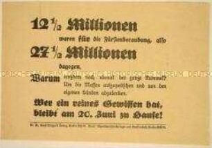 Handzettel zum Boykott des Volksentscheids zur Fürstenenteignung