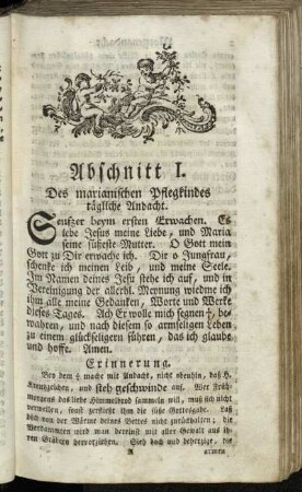 Abschnitt I. Des marianischen Pflegkindes tägliche Andacht.