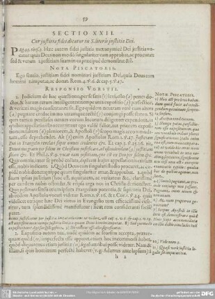 Sectio XXII. Cur iustitia fidei dicatur in S. literis iustitia Dei