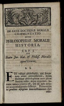 Commentatio De Fatis Philosophiae Moralis.