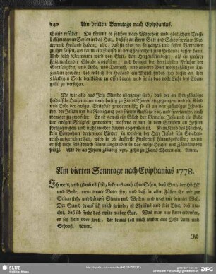 Am vierten Sonntage nach Epiphanias 1778