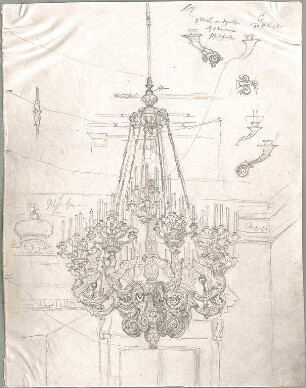 Seeberger, Gustav; München; Residenz, Königsbau, Zeichnungen - Lüster (Perspektive)