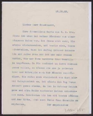 Schreiben an Emil Hausknecht (Brief)