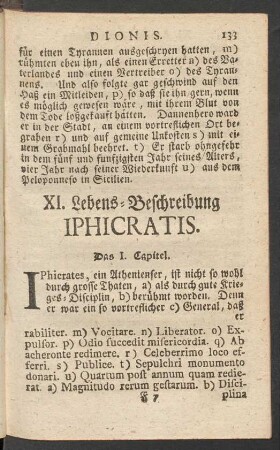 XI. Lebens-Beschreibung Iphicratis