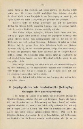 H. Angelegenheiten betr. kaufmännische Rechtspflege.