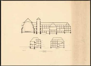 Franziskanerkloster auf dem Spittelberg, Glatz Vorprojekt: Projekt C, Schnitte 1:200