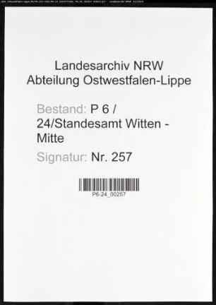 Sterberegister Standesamt Witten-Mitte