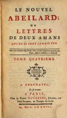Le nouvel Abeilard ou lettres de deux amans qui ne se sont jamais vus, 4