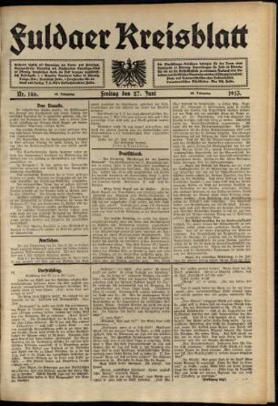 Ausgabe vom Freitag, den 27. Juni 1913.