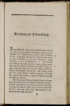 Anleitung zur Feldmeßkunst.