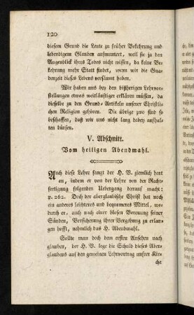 120-126, V. Abschnitt. Vom heiligen Abendmahl.