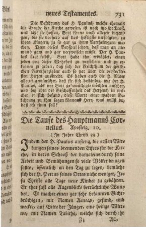 Die Taufe des Hauptmanns Cornelius. Apostelg. 10.