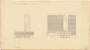 New Central National Bank of Iraq, Bagdad: West Elevation, South Elevation, 1:200