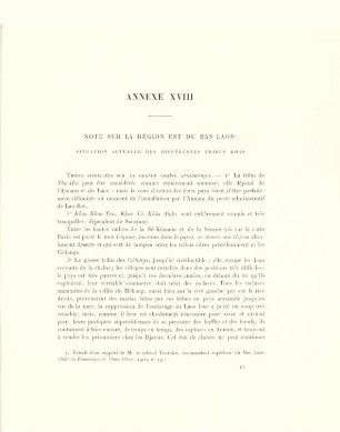 Annexe XVIII. Note sur la région est du Bas Laos ...