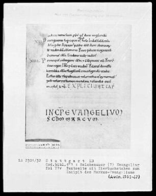 Evangeliar — Incipit zum Markus-Evangelium, Folio 71verso