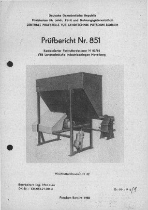 Festfutterdosierer H 82/83