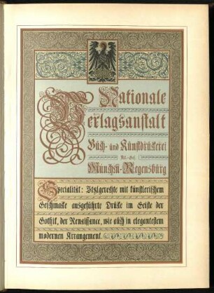 Nationale Verlagsanstalt, Buch- und Kunstdruckerei Art.-Gef. München - Regensburg