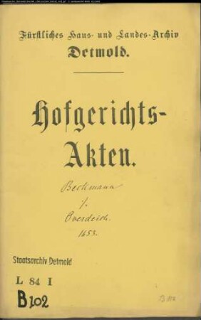 Beckmann, Bernd gegen Johann Overdeich (Overdiek) und Meister Stephan Koch - Schuldforderung