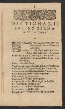 Dictionarii Latino-Germanici Epitome.