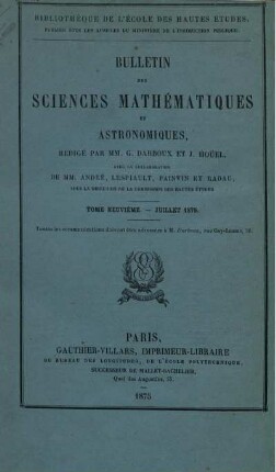 9: Bulletin des sciences mathématiques et astronomiques