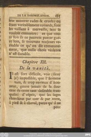 Chapitre XII. De la vanité.