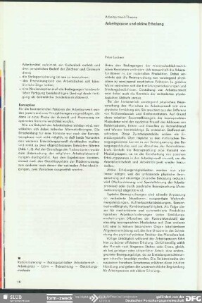 Arbeitspause und aktive Erholung : Arbeitsumwelt/Theorie