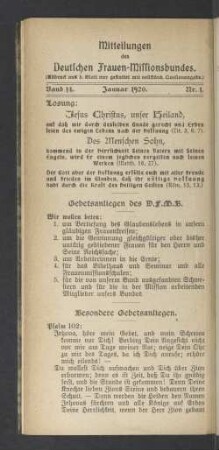 Nr. 1. Januar 1920
