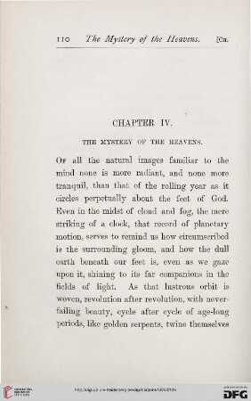 Chapter IV: The mystery of the heavens