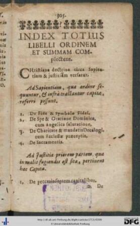 Index Totius Libelli Ordinem Et Summam Complectens.
