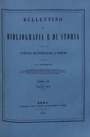 Tomo XI. Maggio 1878.