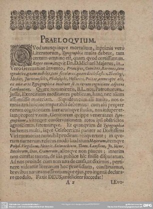 PRAELOQUIUM.