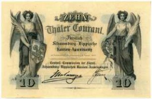 Geldschein, 10 Taler Courant, 2.1.1857