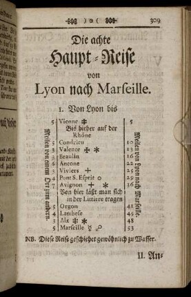 Die achte Haupt- Reise von Lyon nach Marseille. - Accurater Entwurf und Eintheilung des Königreichs Franckreich.
