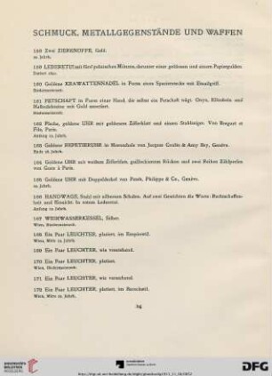 Schmuck, Metallgegenstände und Waffen (Nr. 158-203)