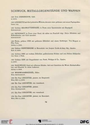 Schmuck, Metallgegenstände und Waffen (Nr. 158-203)