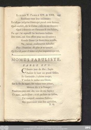 Momus Fabuliste. Fable XVI.