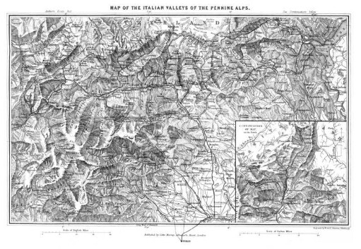MAP OF ITALIAN VALLEYS OF THE PENNINE ALPS