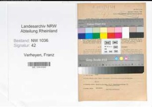 Entnazifizierung Franz Verheyen , geb. 29.01.1892 (Kaufmaennischer Angestellter)