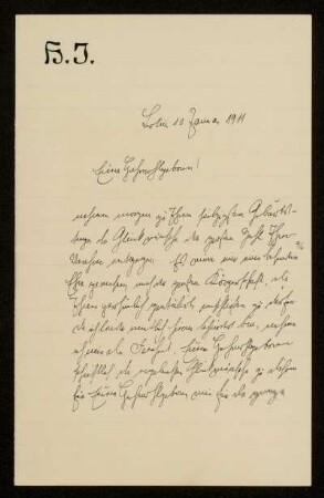 Brief von Hermann Jastrow an Otto von Gierke, Berlin, 10.1.1911