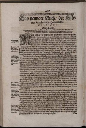 Das neundte Buch, der Historien [...] Calliope.