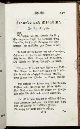 Lenardo und Blandine. - An Friedrich Leopold Grafen zu Stollberg.