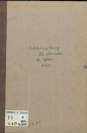 Kirchenbuchduplikat der evangelischen Gemeinde Schlüsselburg, Kreis Minden (GHT 1851-1873). (Gemeinde: Evangelische Gemeinde Schlüsselburg)