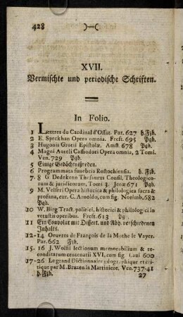 428-455, XVII. Vermischte und periodische Schriften.