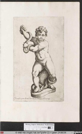 Statue des Herakles mit zwei Schlangen.