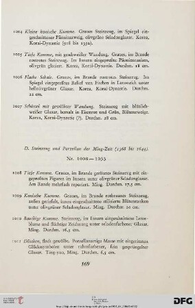 Steinzeug und Porzellan der Ming-Zeit (Nr. 1008-1033)