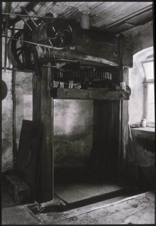 Papiermühle Niederzwönitz, Nass presse 1973 (Foto aus dem technischen Museum Papiermühle Niederzwönitz)