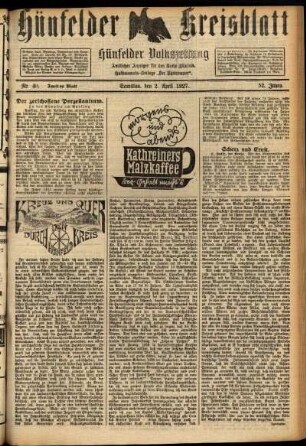 Zweite Ausgabe vom Samstag, den 02. April 1927.