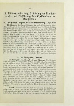 III. Völkerwanderung, Gründung des Frankenreiches und Einführung des Christentums in Deutschland